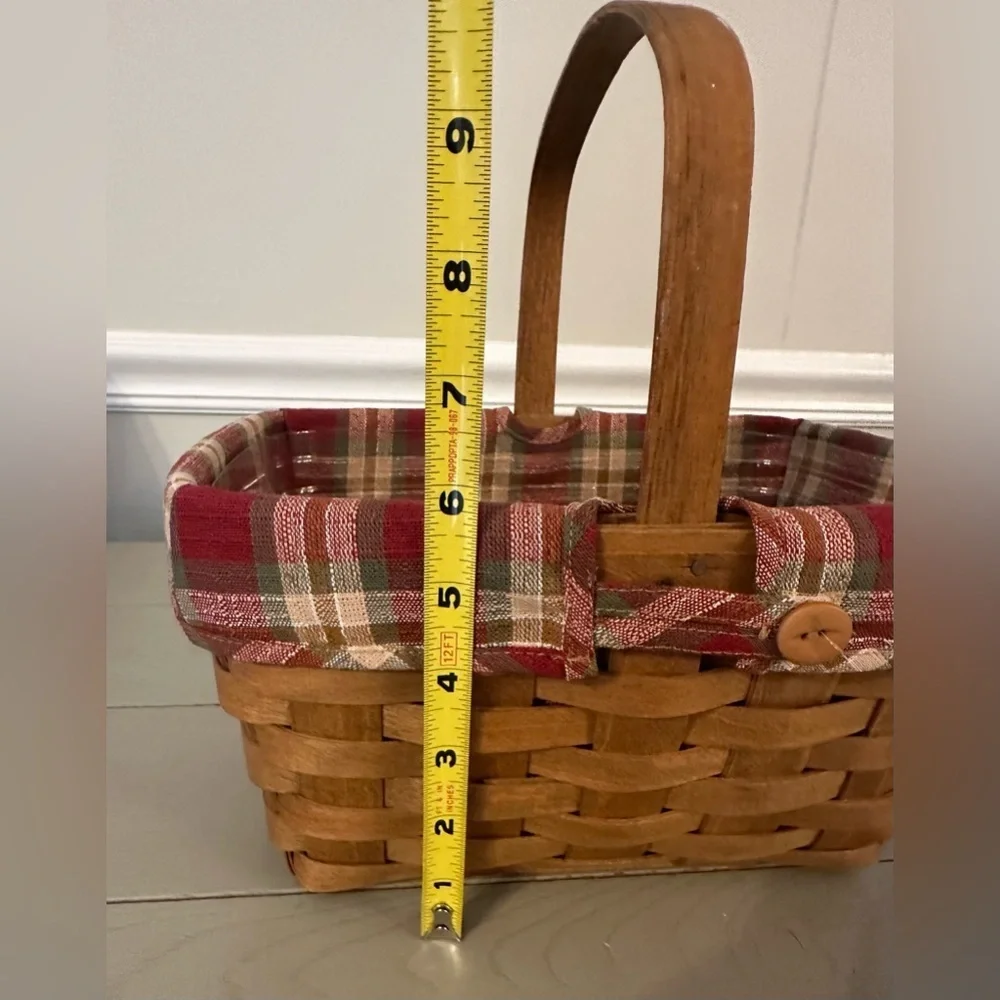 Longaberger Vintage Rectangle Spring Basket with Fabric and Plastic Liners 1985